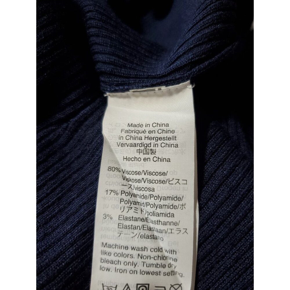 NWT J.Crew Long Sleeve Ribbed Knit Midi in Navy Blue Stretch Dress S - Picture 9 of 9